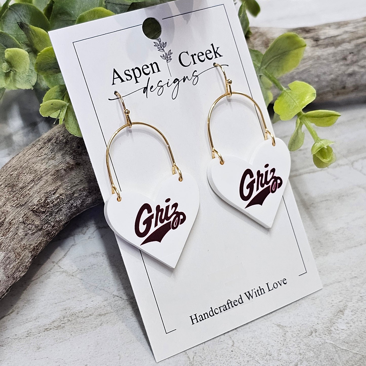 College Football Sublimation Earrings-Grizzly CFE-3