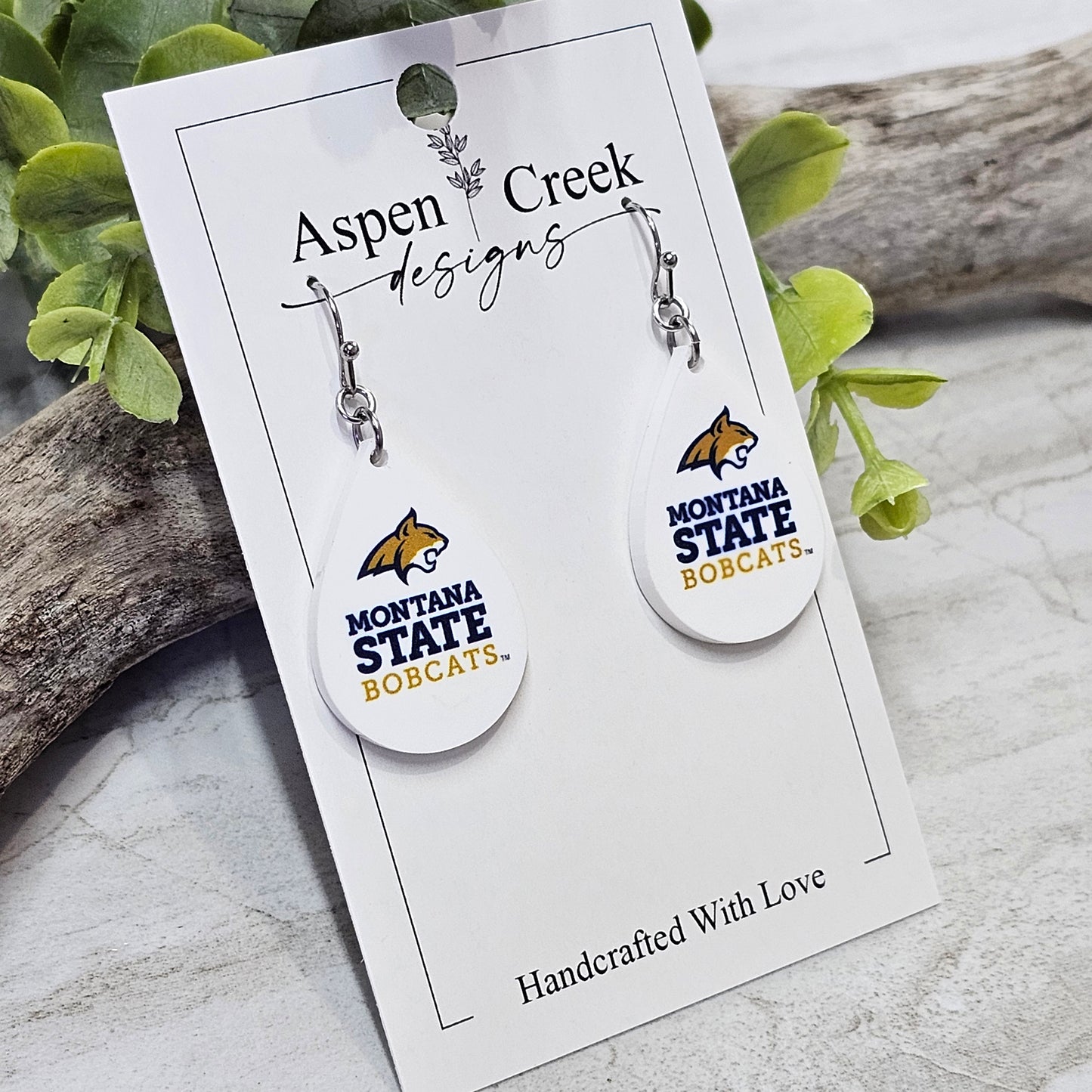 College Football Sublimation Earrings-Grizzly CFE-7 Montana State Bobcats
