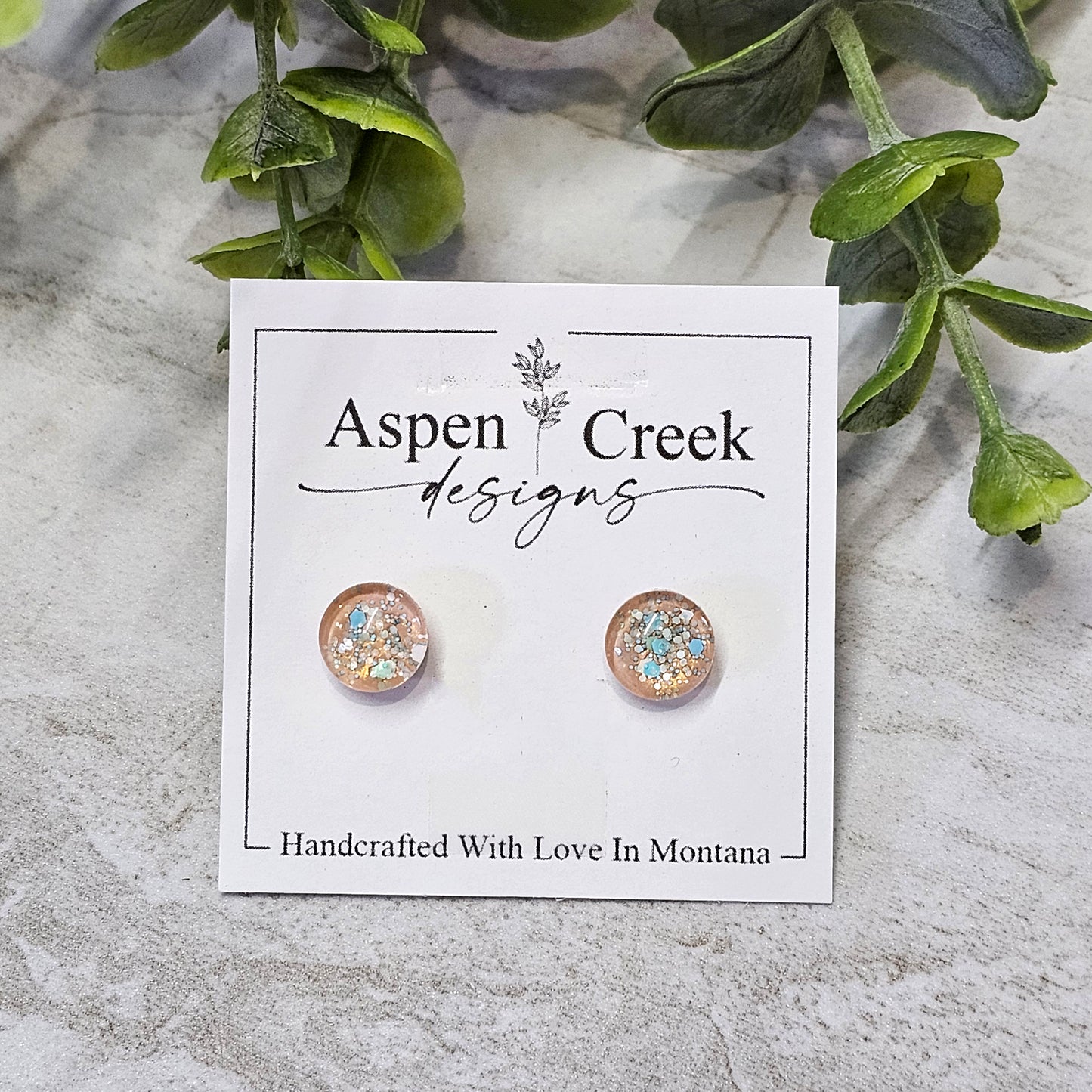 Hand Painted Glass Studs- GS-11