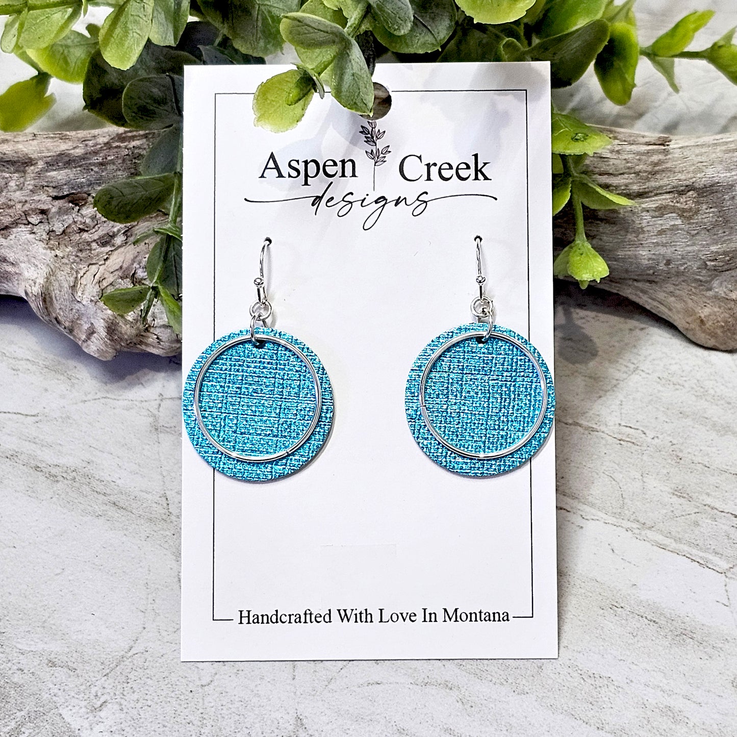Leather/Wood/Metal Handcrafted Earrings-LWM-21