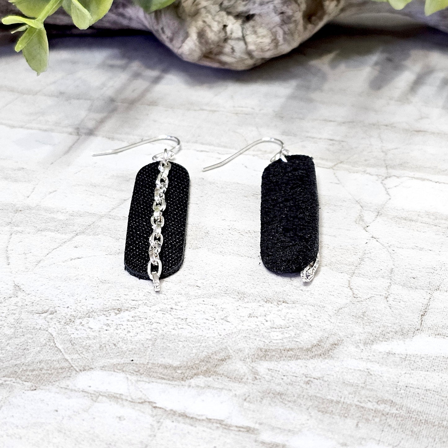 Leather/Wood/Metal Handcrafted Earrings-LWM-33