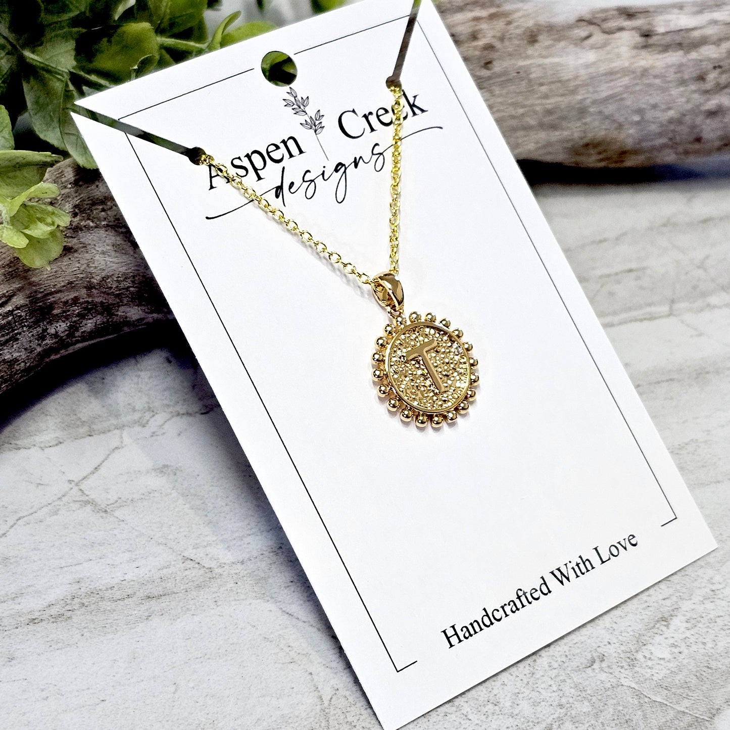 Gold Tone Initial Necklaces-NGI-T