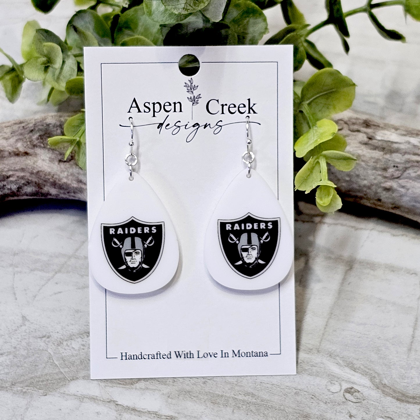 NFL Sublimation Earrings-11-Raiders