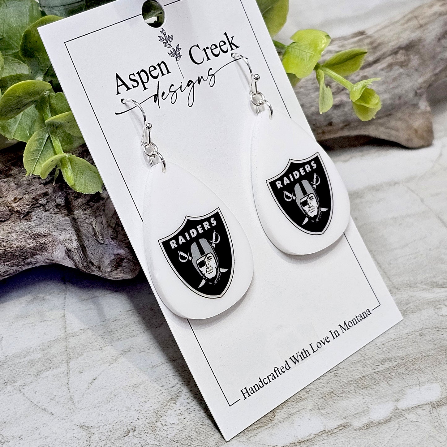 NFL Sublimation Earrings-11-Raiders