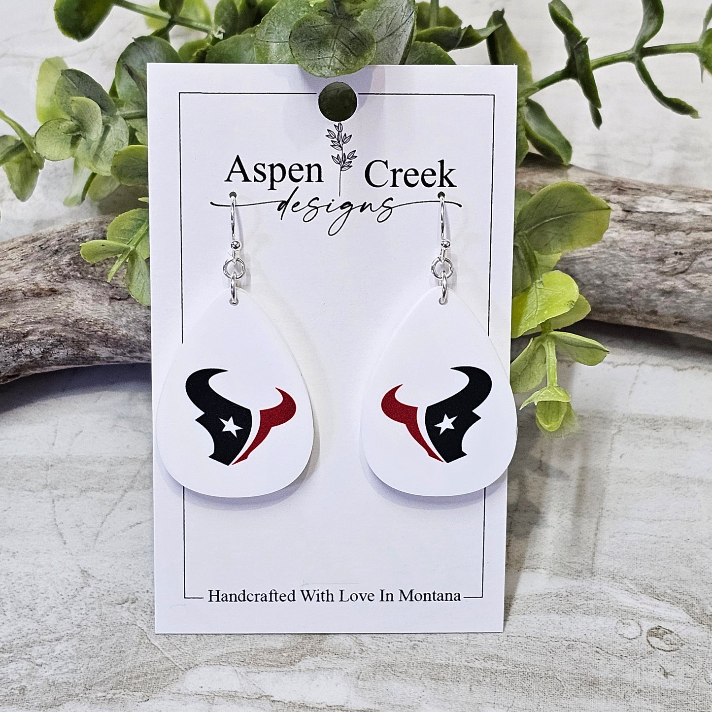 NFL Sublimation Earrings-13-Texans
