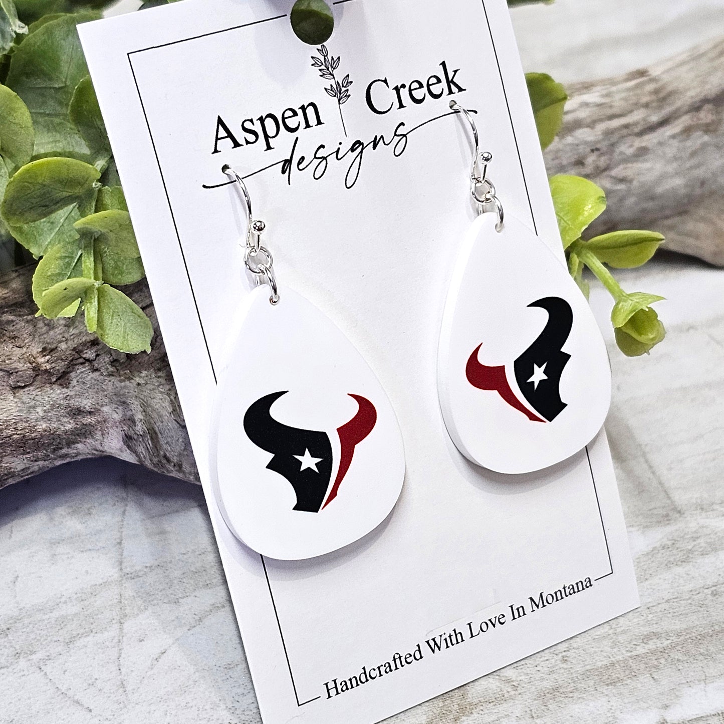 NFL Sublimation Earrings-13-Texans