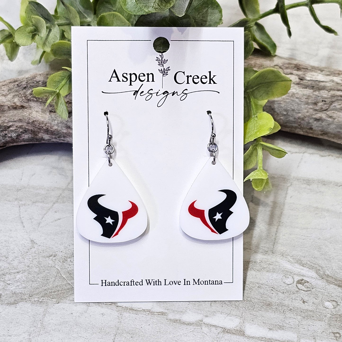 NFL Sublimation Earrings-14-Texans