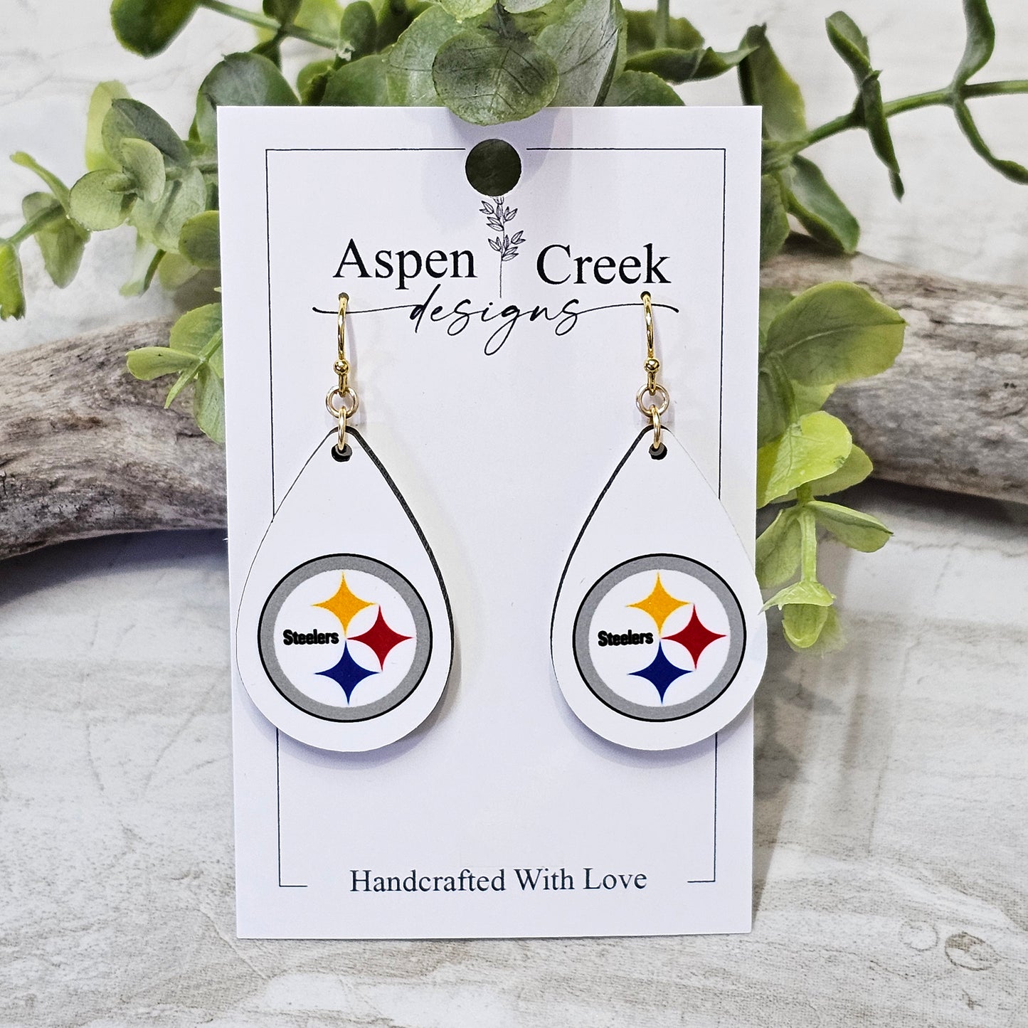NFL Sublimation Earrings-16-Steelers