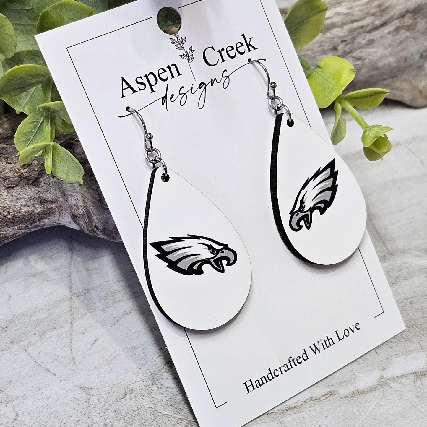 NFL Sublimation Earrings-3- Eagles