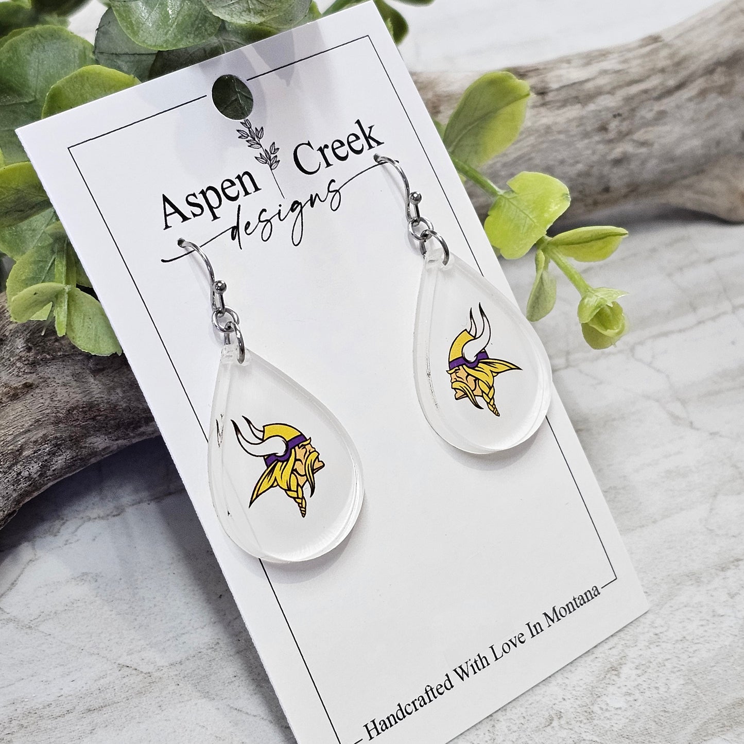 NFL Sublimation Earrings-49-Vikings