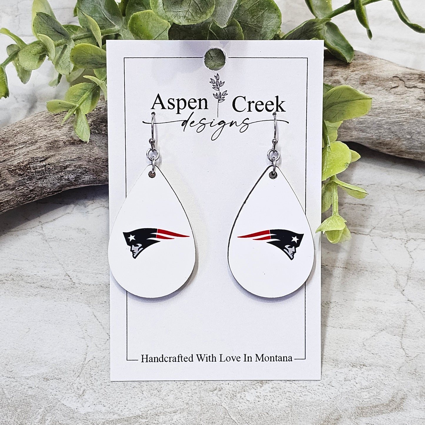 NFL Sublimation Earrings-60-Patriots