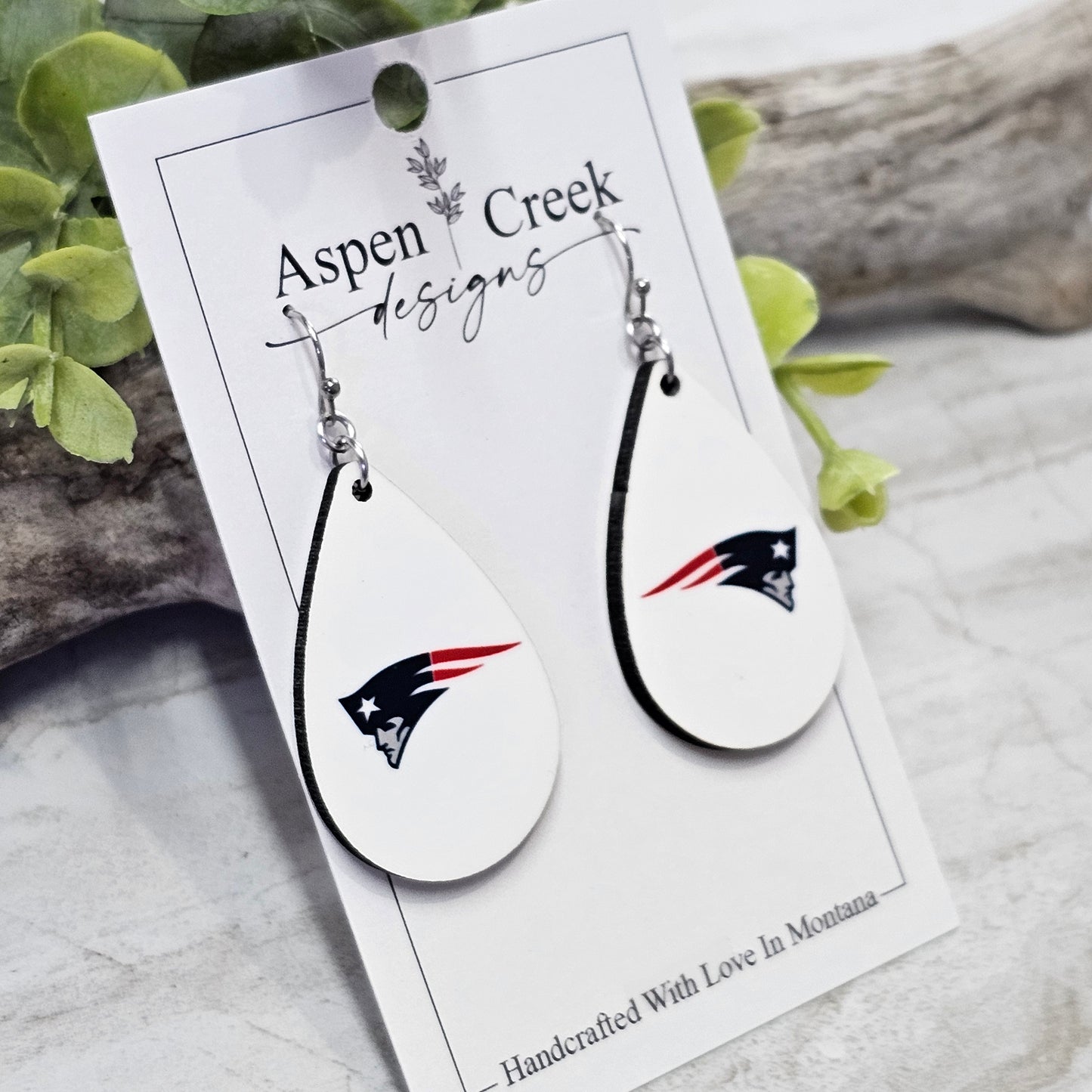 NFL Sublimation Earrings-60-Patriots