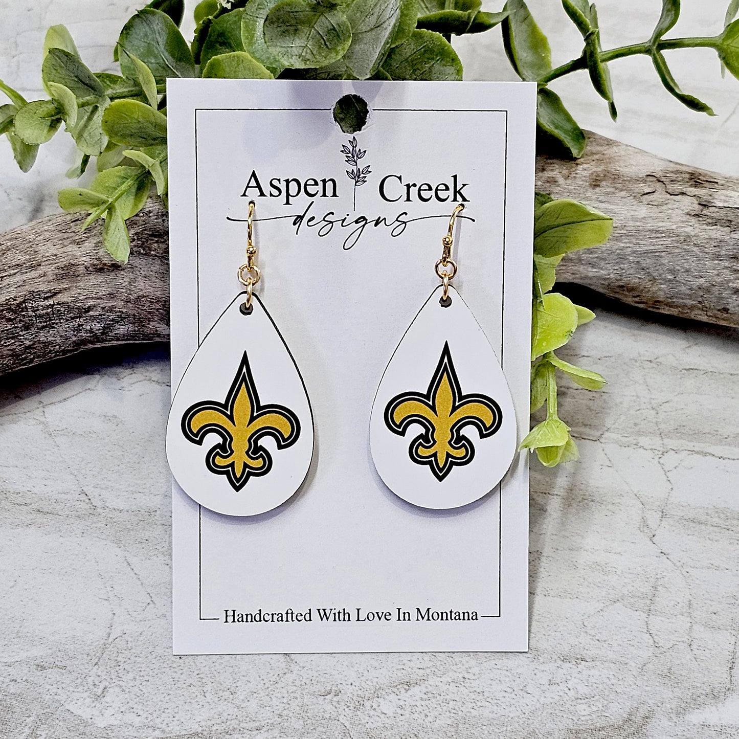 NFL Sublimation Earrings-64-Saints