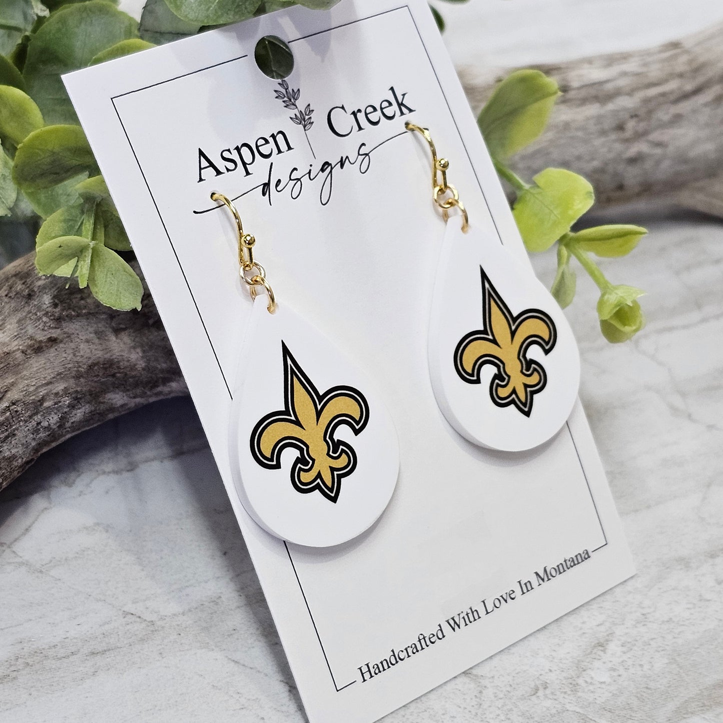NFL Sublimation Earrings-65-Saints