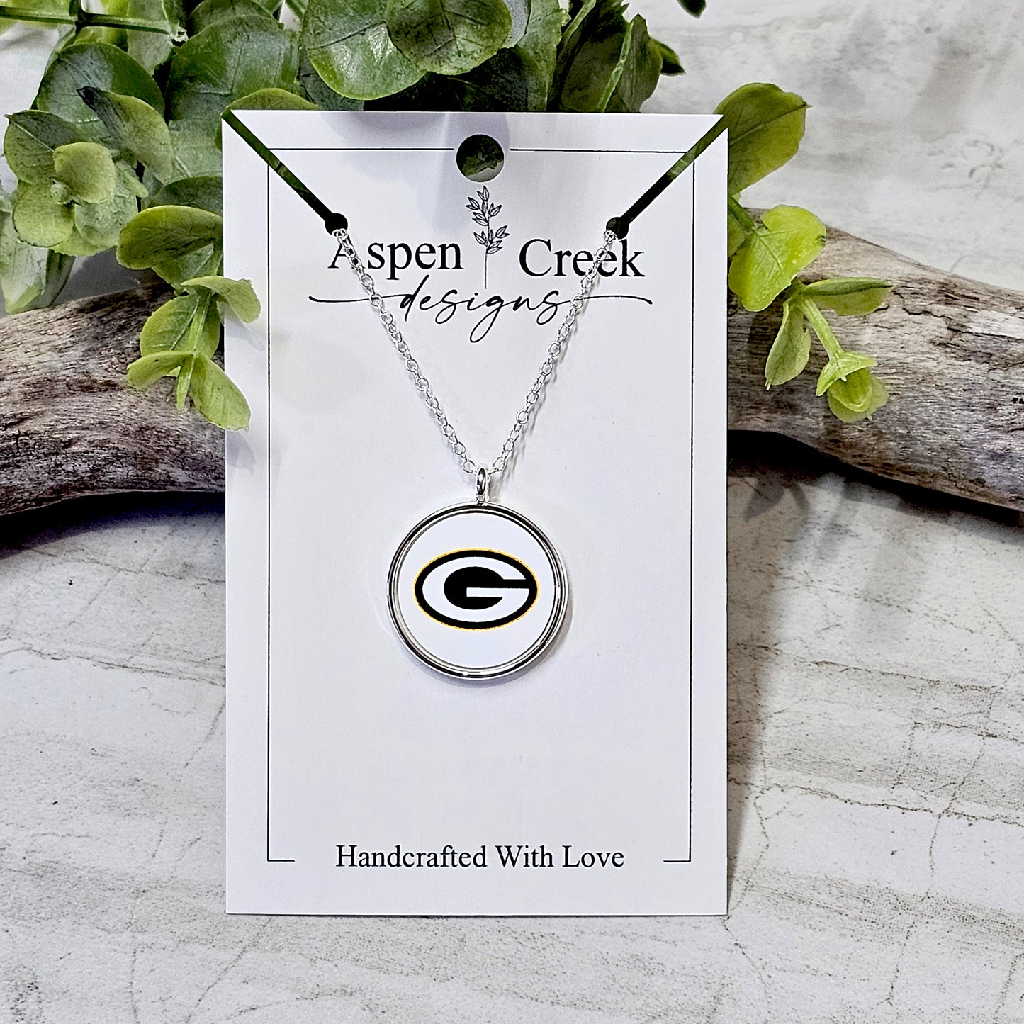 NFL Silver Bezel Sublimation Necklaces-NSN-Packers