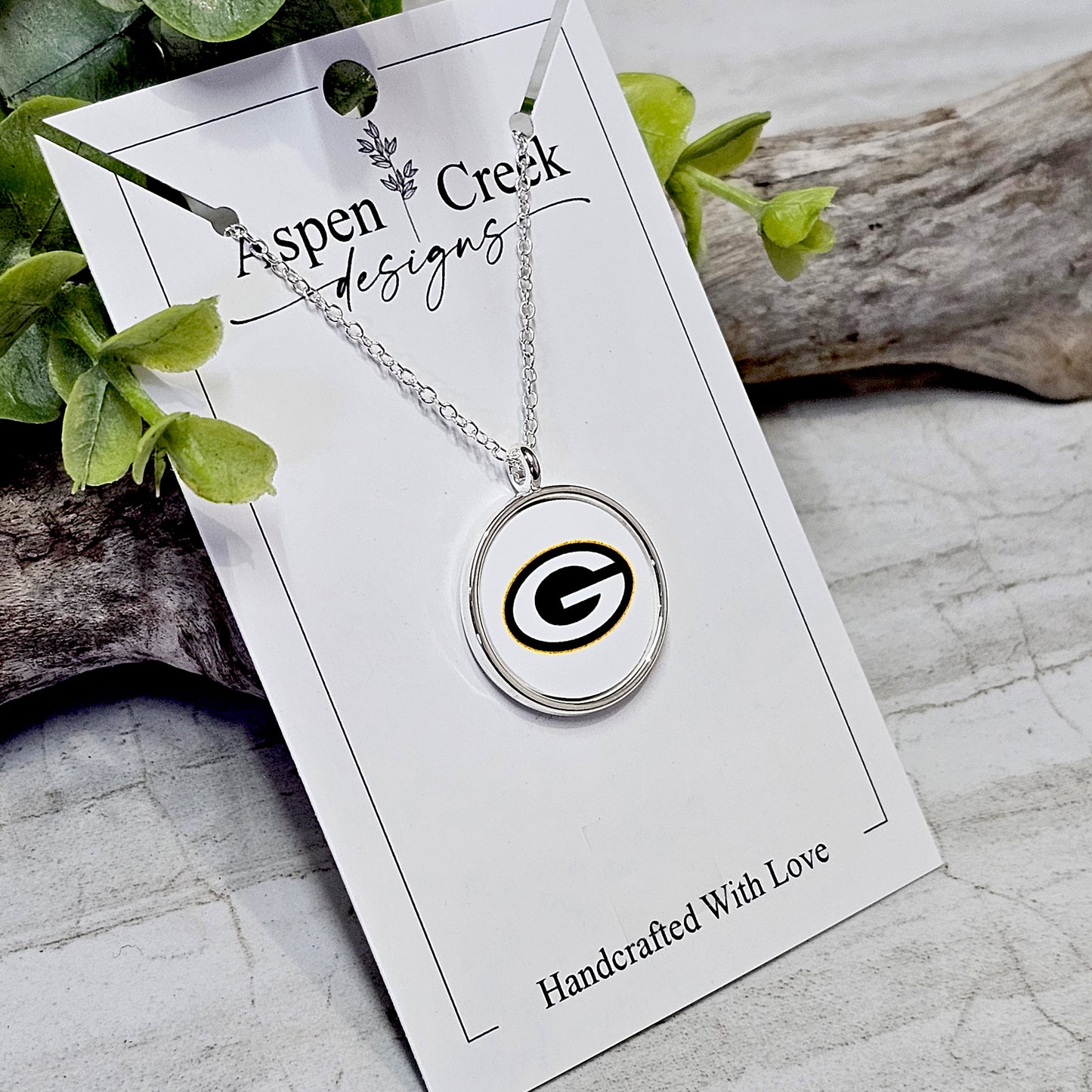NFL Silver Bezel Sublimation Necklaces-NSN-Packers