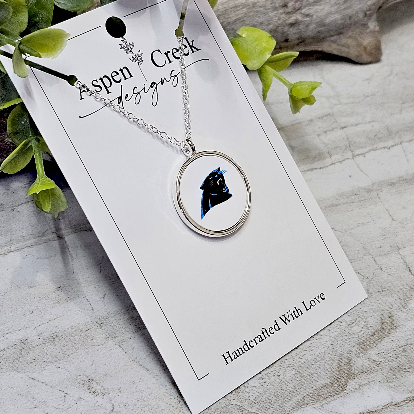NFL Silver Bezel Sublimation Necklaces-NSN-Panthers