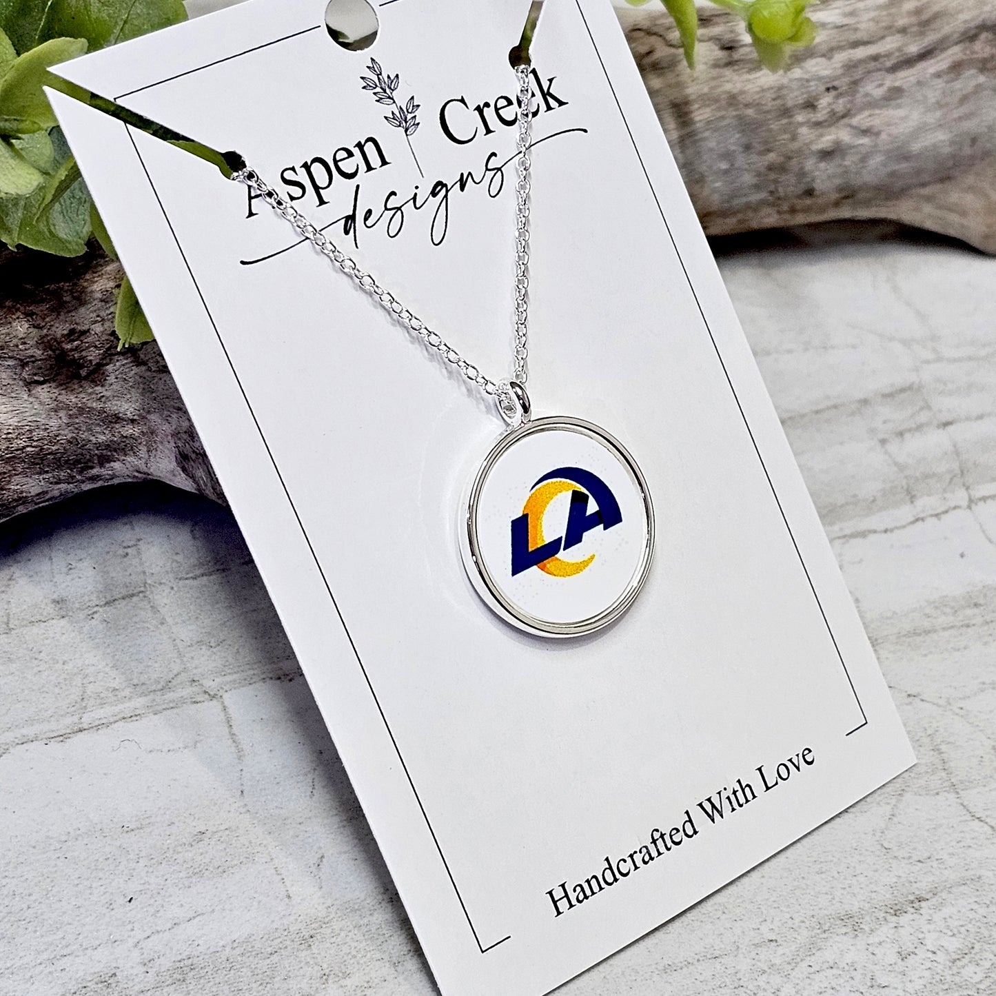 NFL Silver Bezel Sublimation Necklaces-NSN-Rams