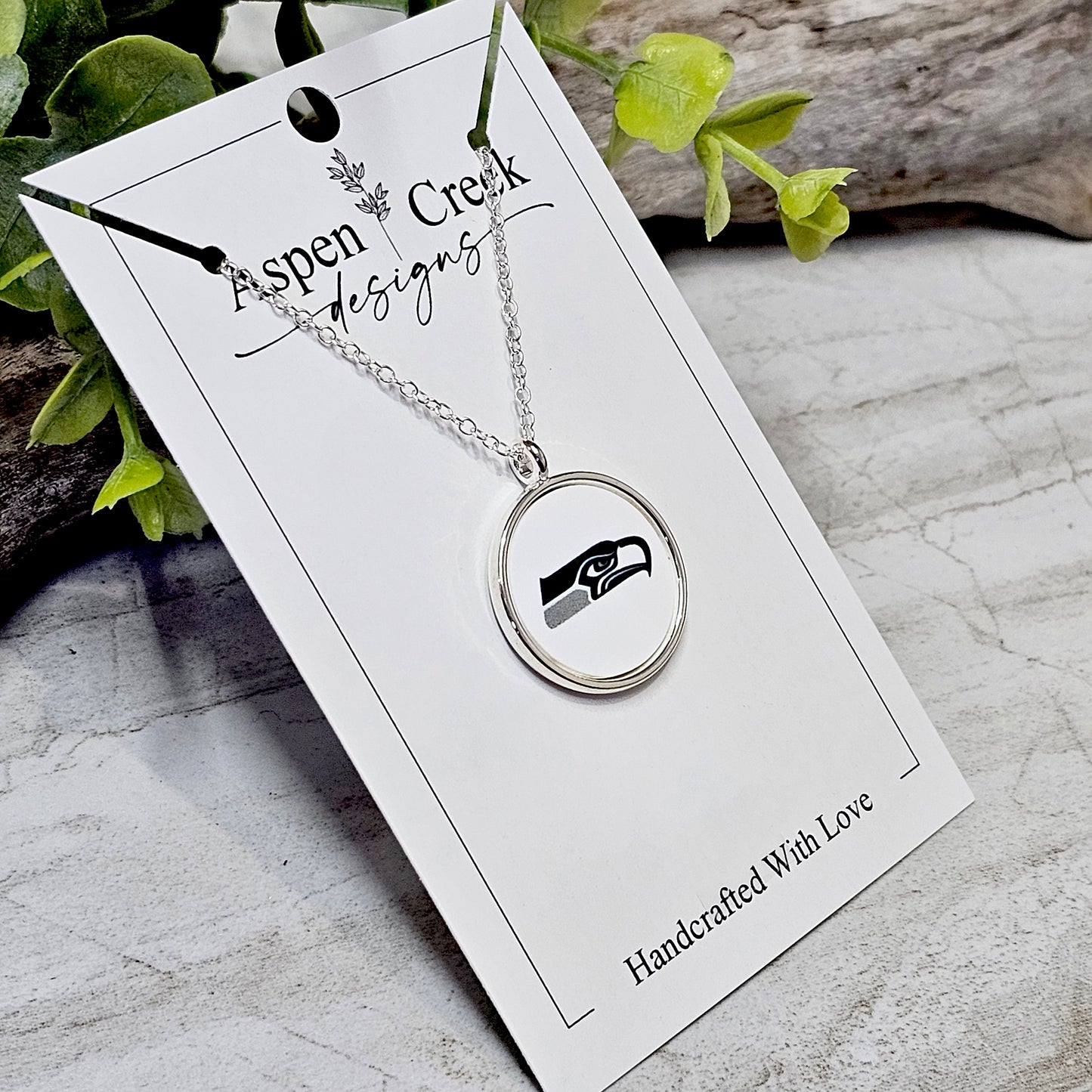 NFL Silver Bezel Sublimation Necklaces-NSN-Seahawks