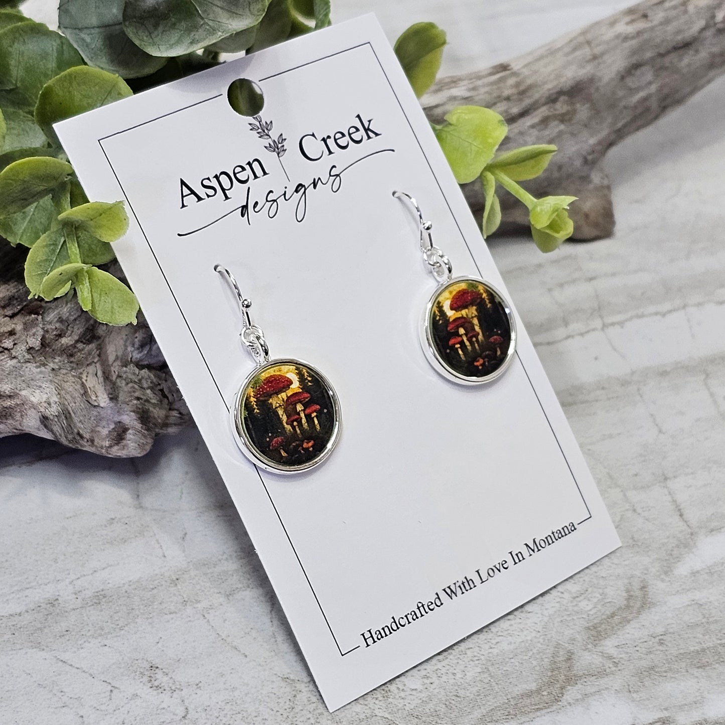 Silver Bezel Sublimation Scenic Earrings-SSB-296