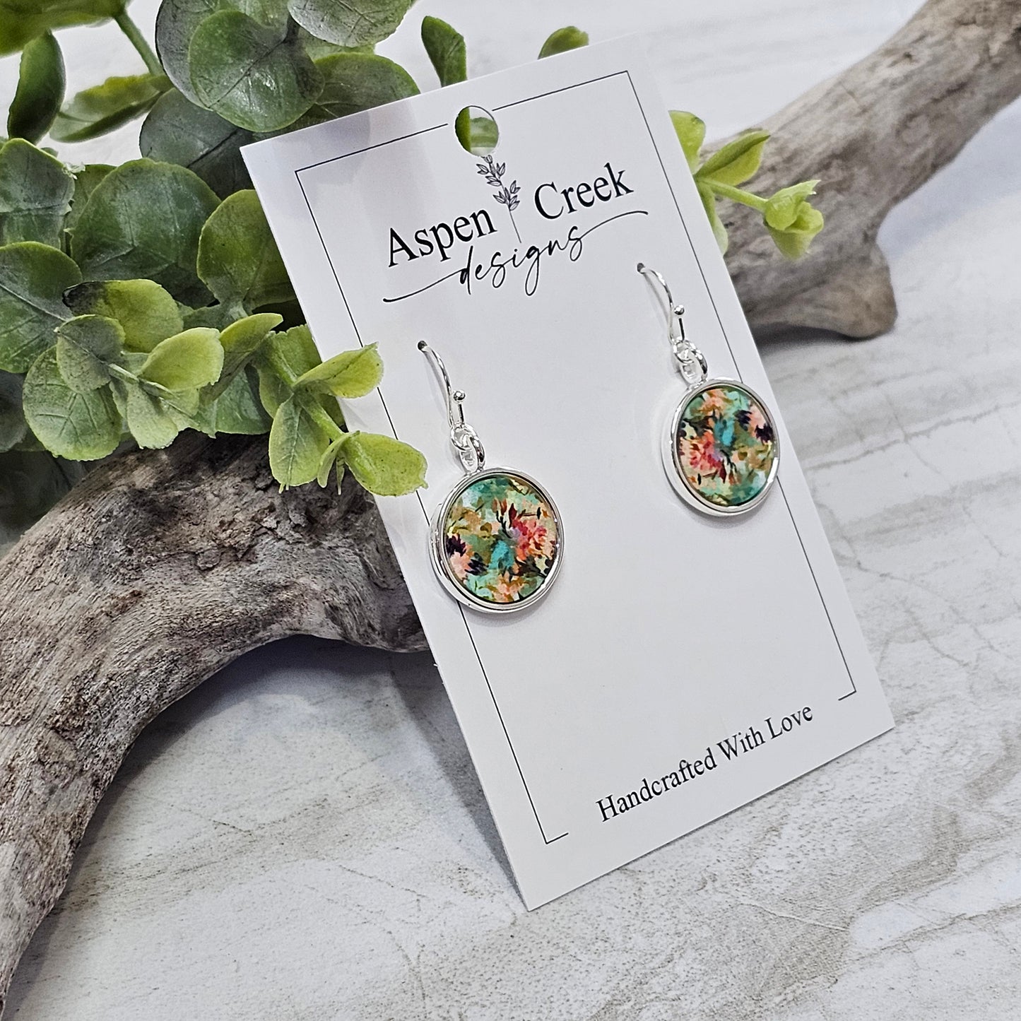 Silver Bezel Sublimation Scenic Earrings-SSB-31