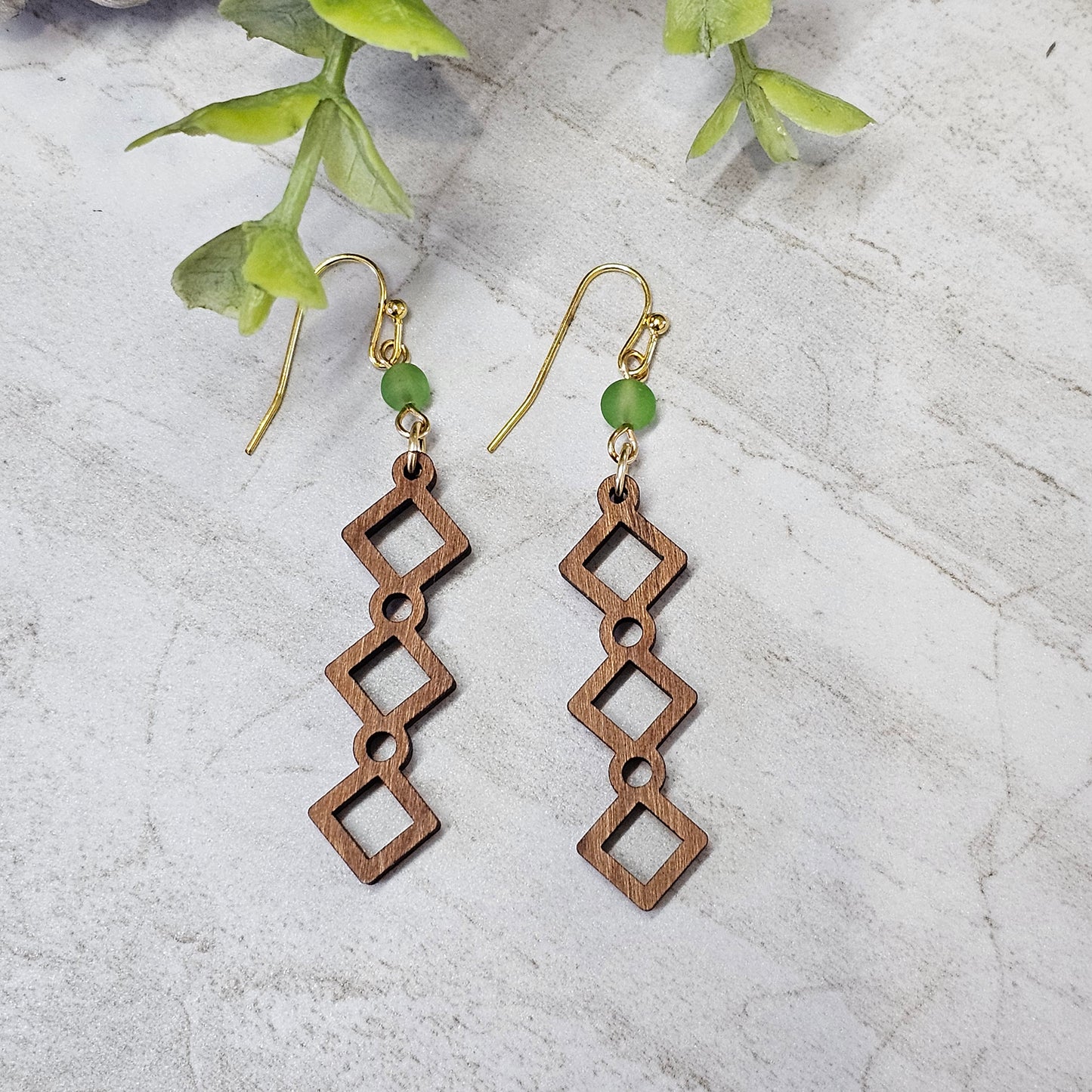 Wood And Beads Earrings-WB-23
