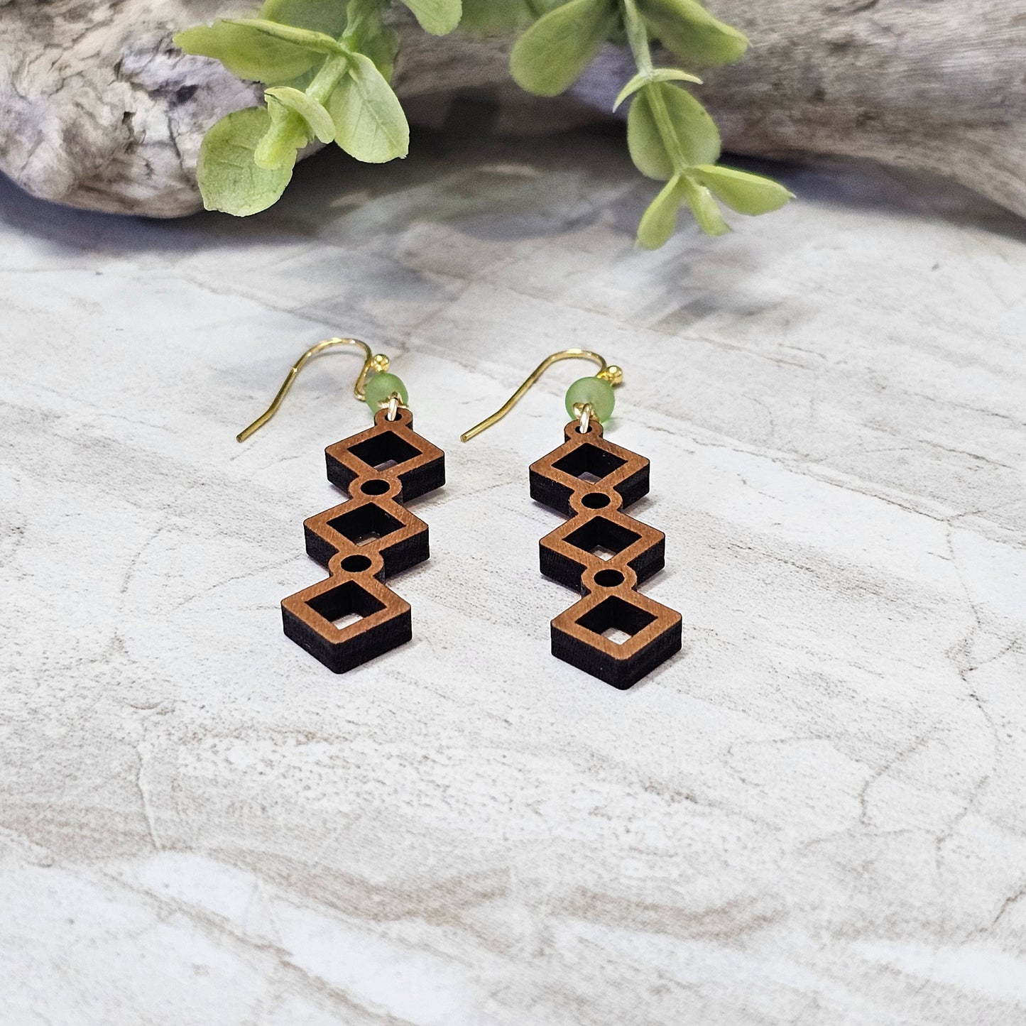 Wood And Beads Earrings-WB-23