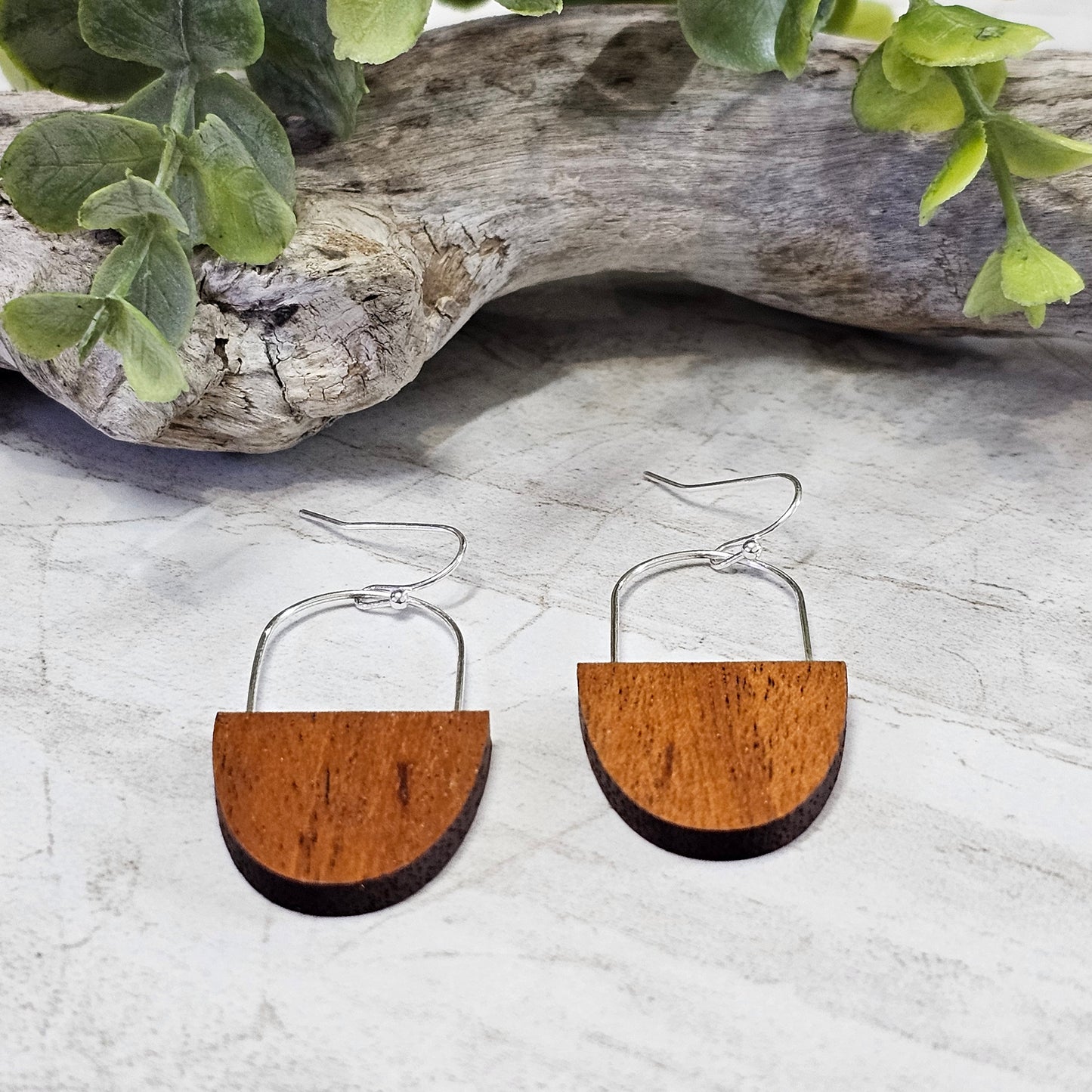 Wood And Wire/Metal Earrings- WW-2