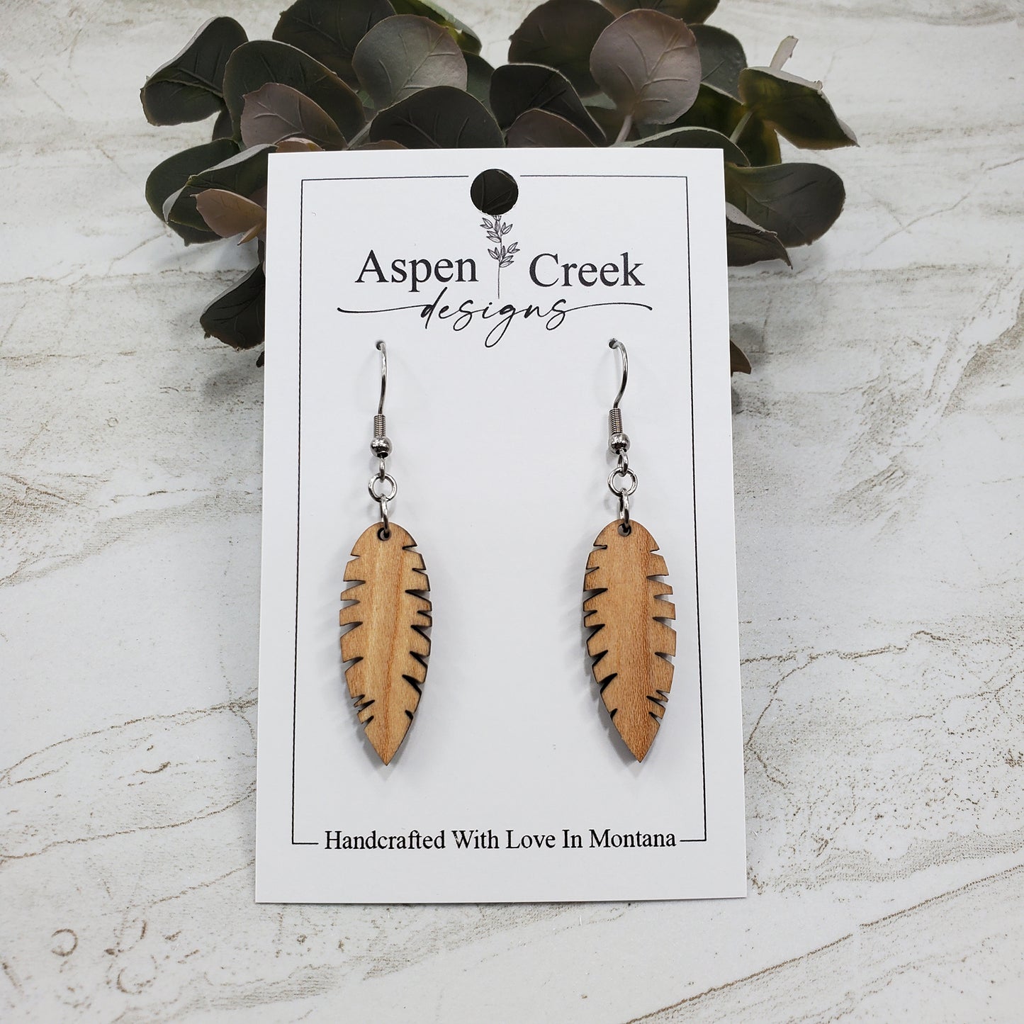 Wood Earrings- Leaf