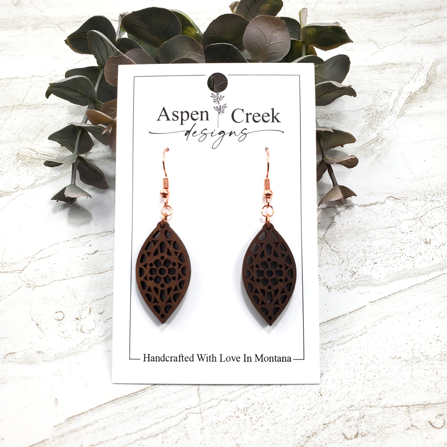 Wood Earrings- Mandala Petal