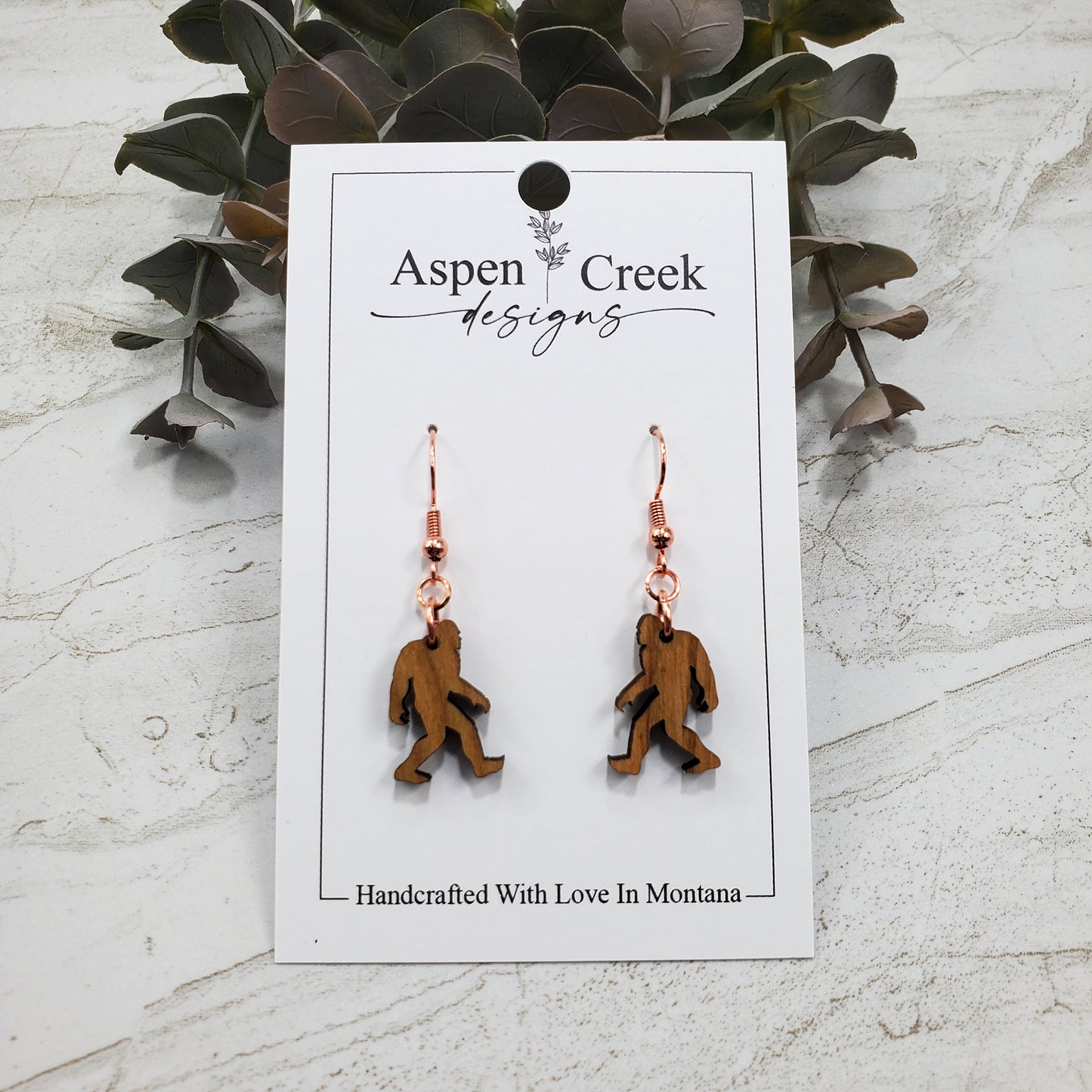 Wood Earrings- Sasquatch