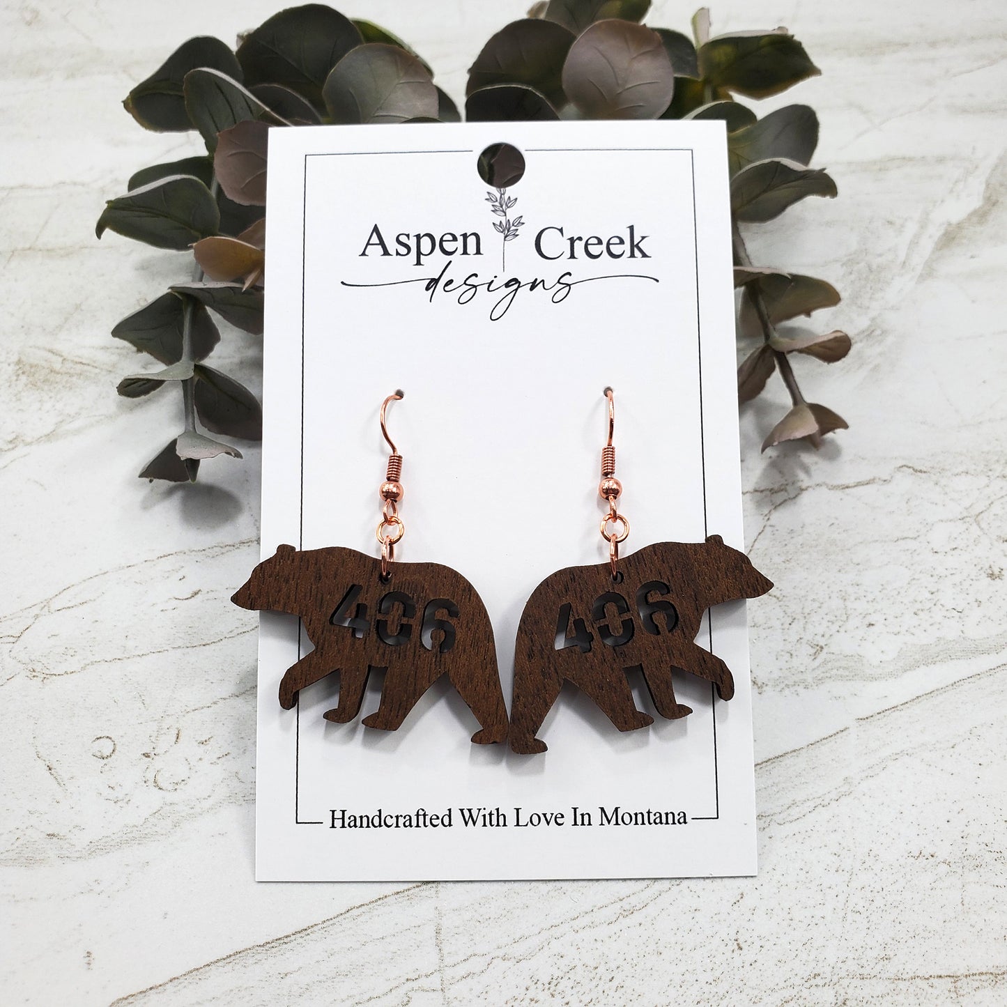 Wood Earrings- 406 Bear