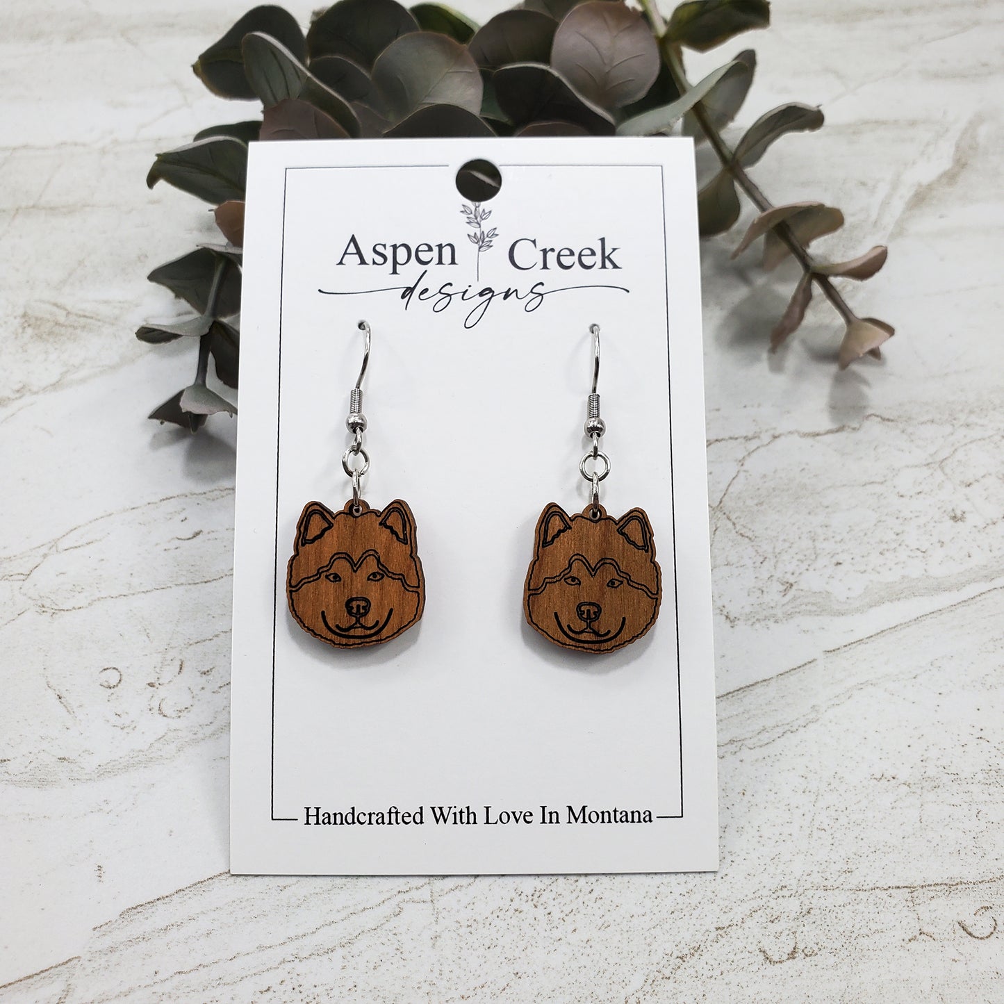 Wood Earrings- Husky