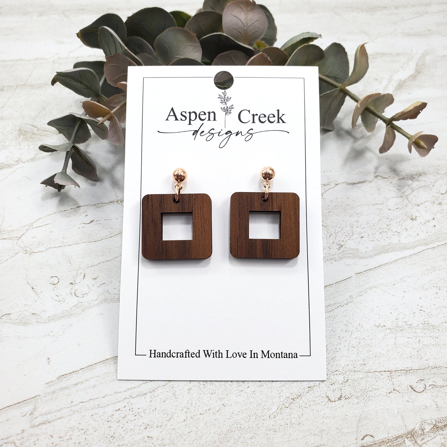 Wood Earrings- Square