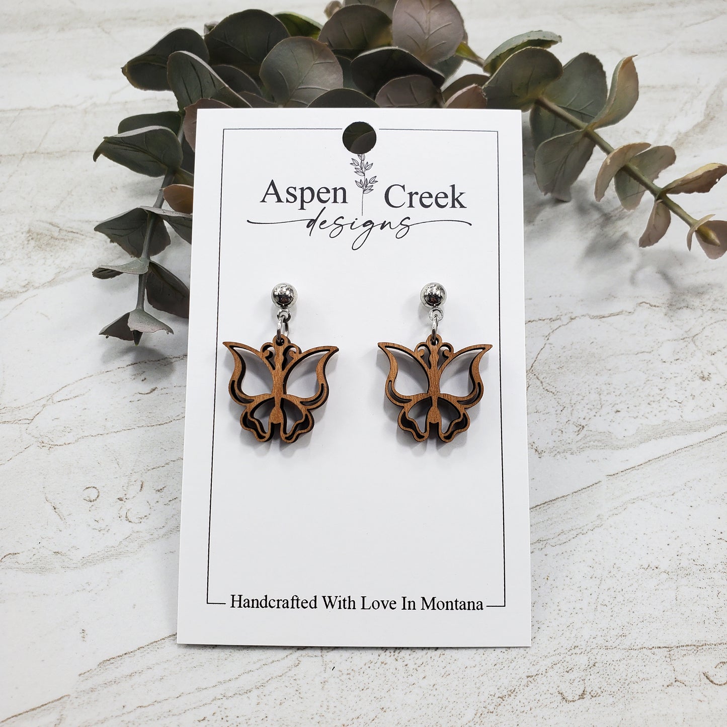 Wood Earrings- Butterfly