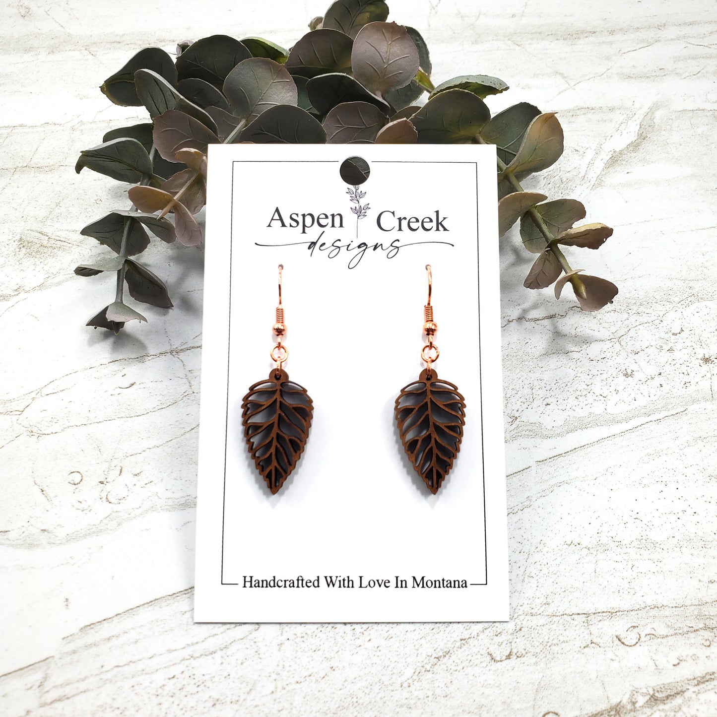 Wood Earrings- Leaf