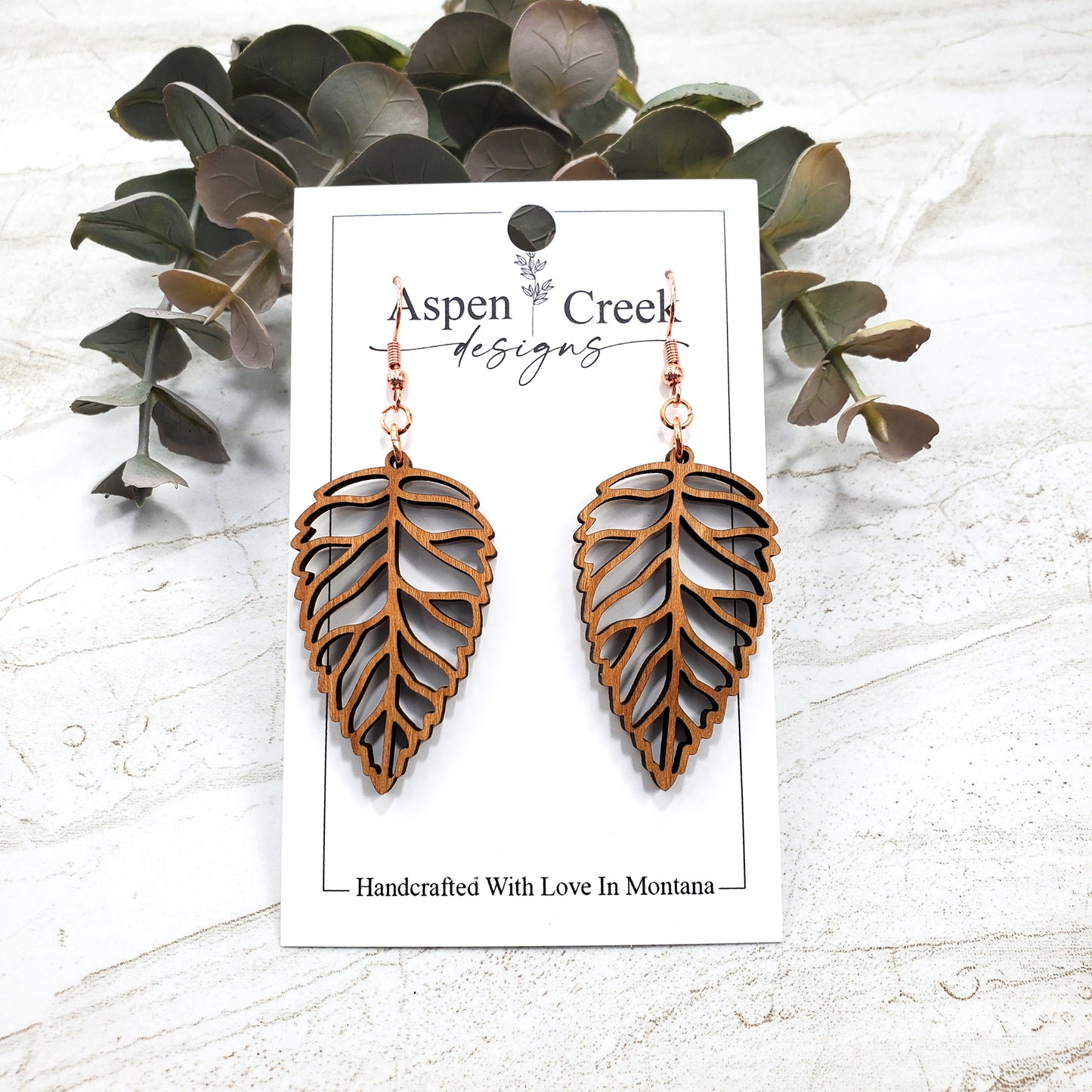 Wood Earrings- Leaf