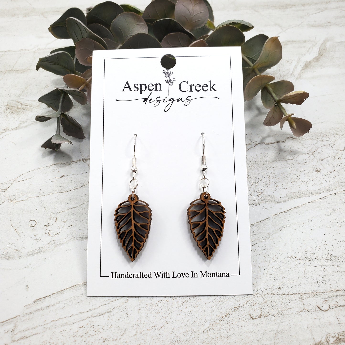Wood Earrings- Leaf