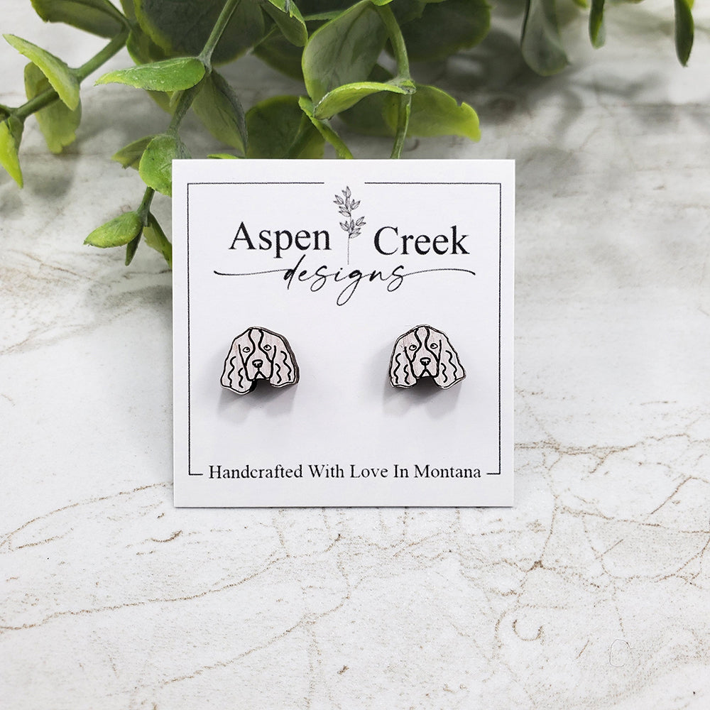 Wood Stud Earrings- Spaniel