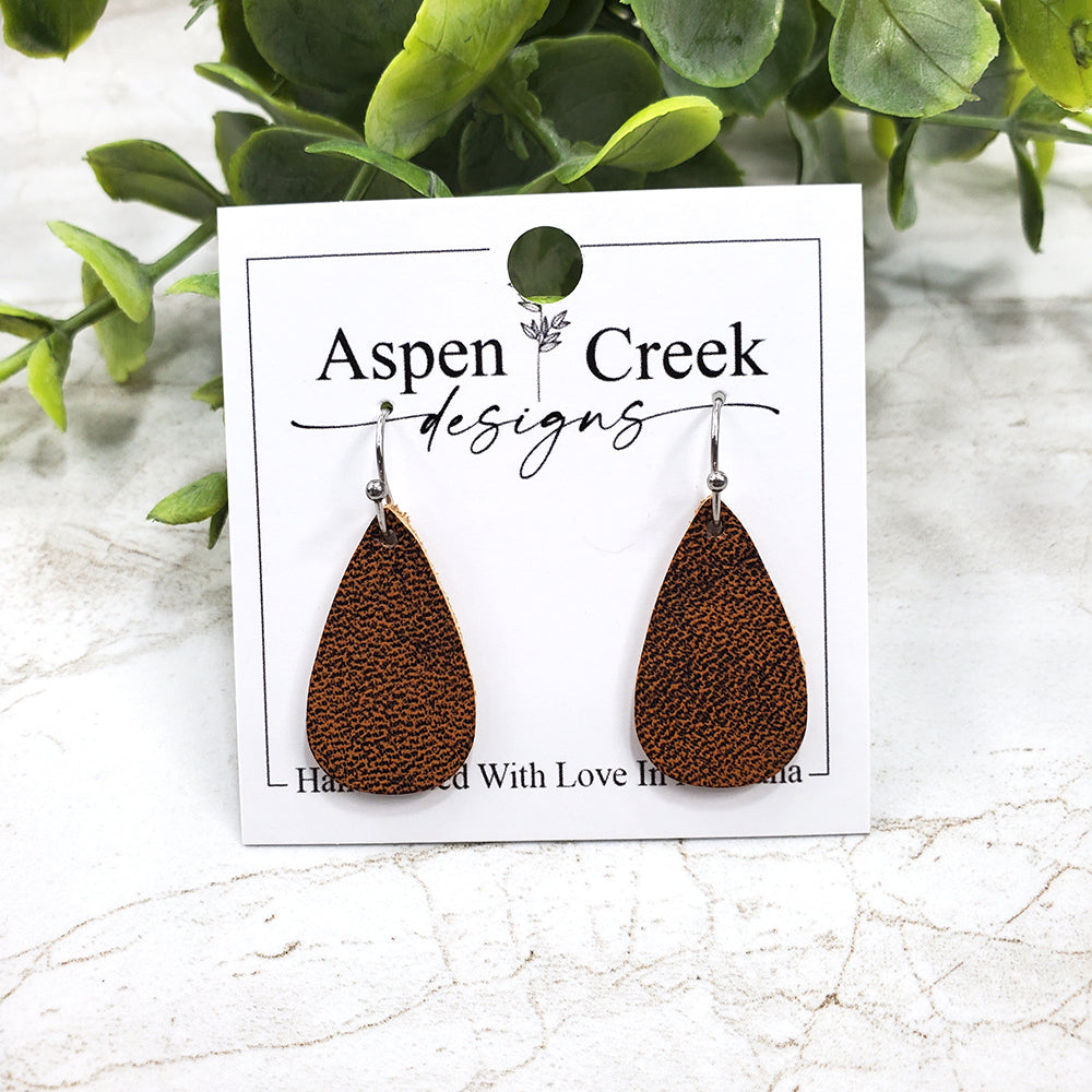 Mini Leather Earrings- Montana Brown