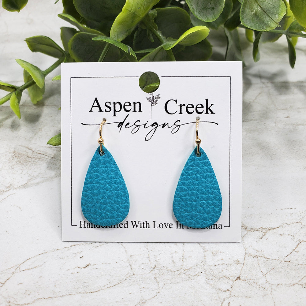 Mini Leather Earrings- Turquoise Lux