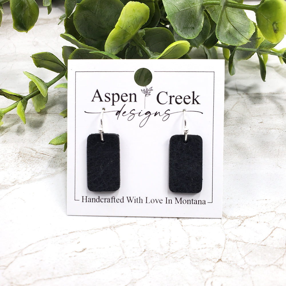 Mini Leather Earrings- Matte Black