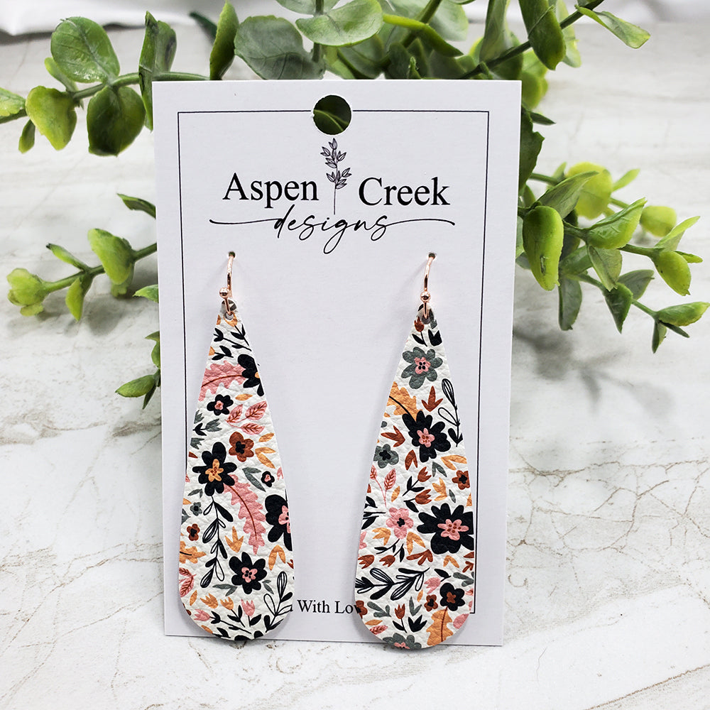 Leather Earrings- Floral