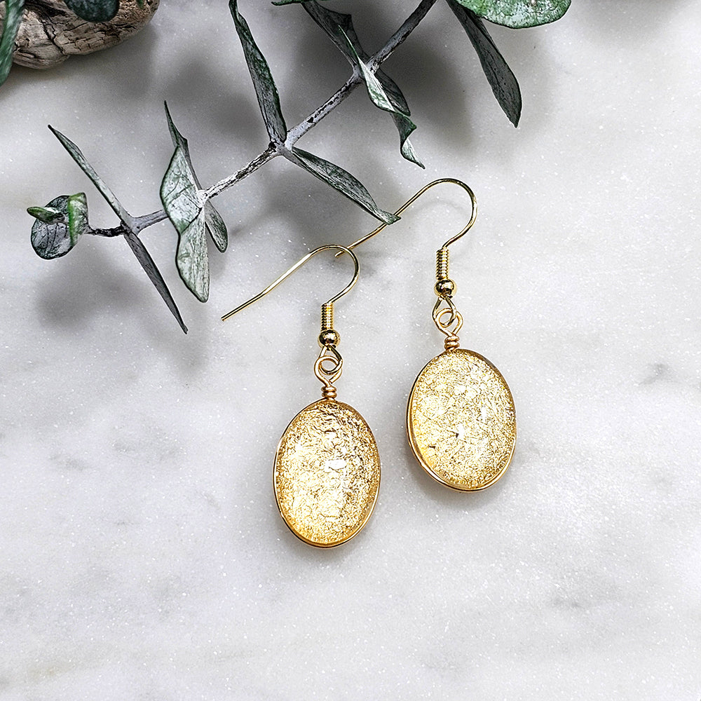 Glass Bubble Earrings- Gold Flake