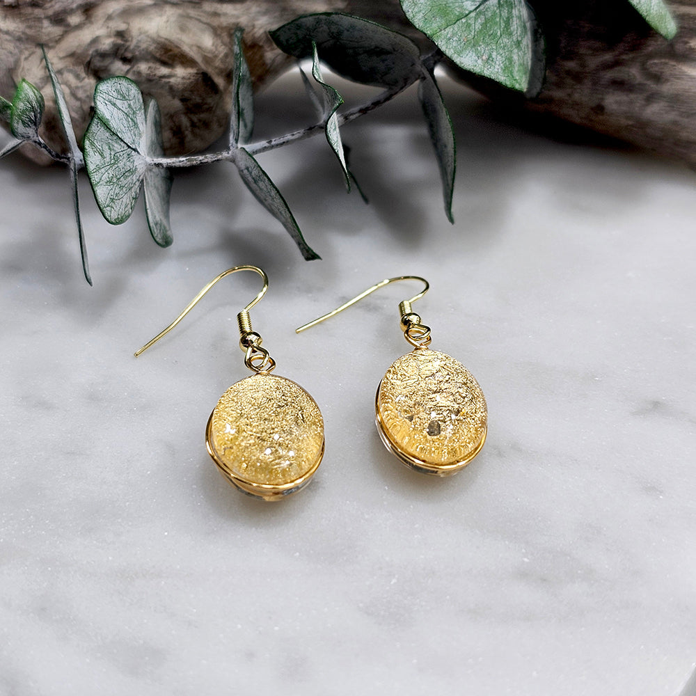 Glass Bubble Earrings- Gold Flake