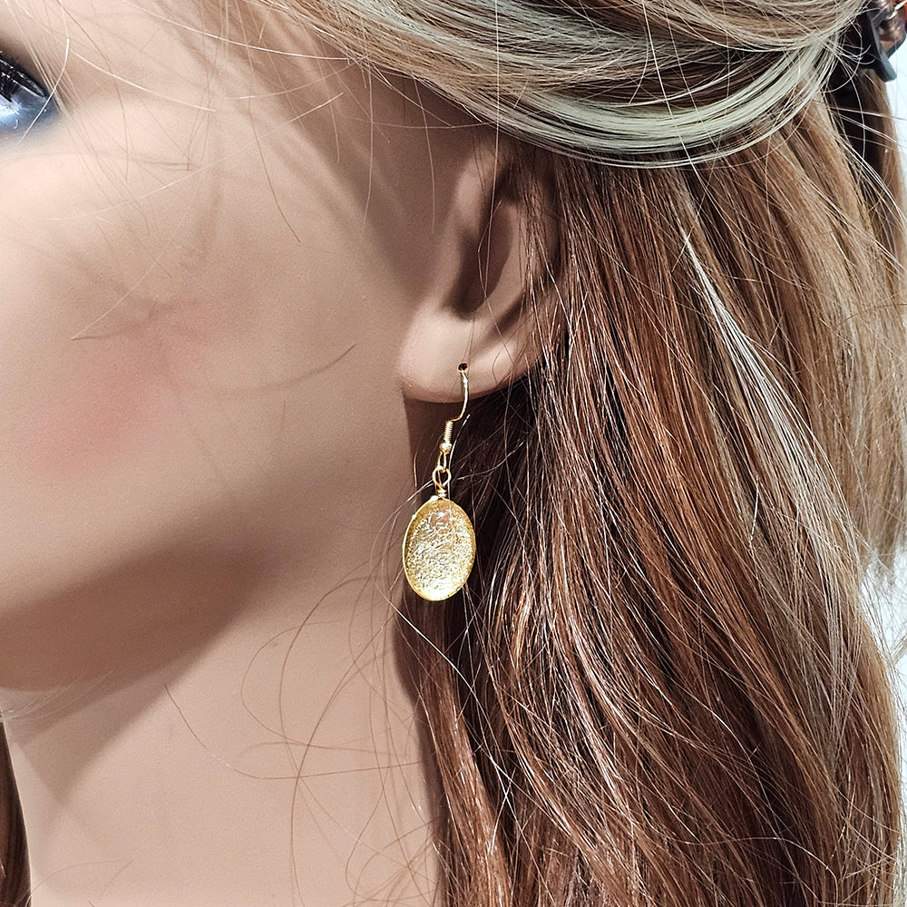 Glass Bubble Earrings- Gold Flake