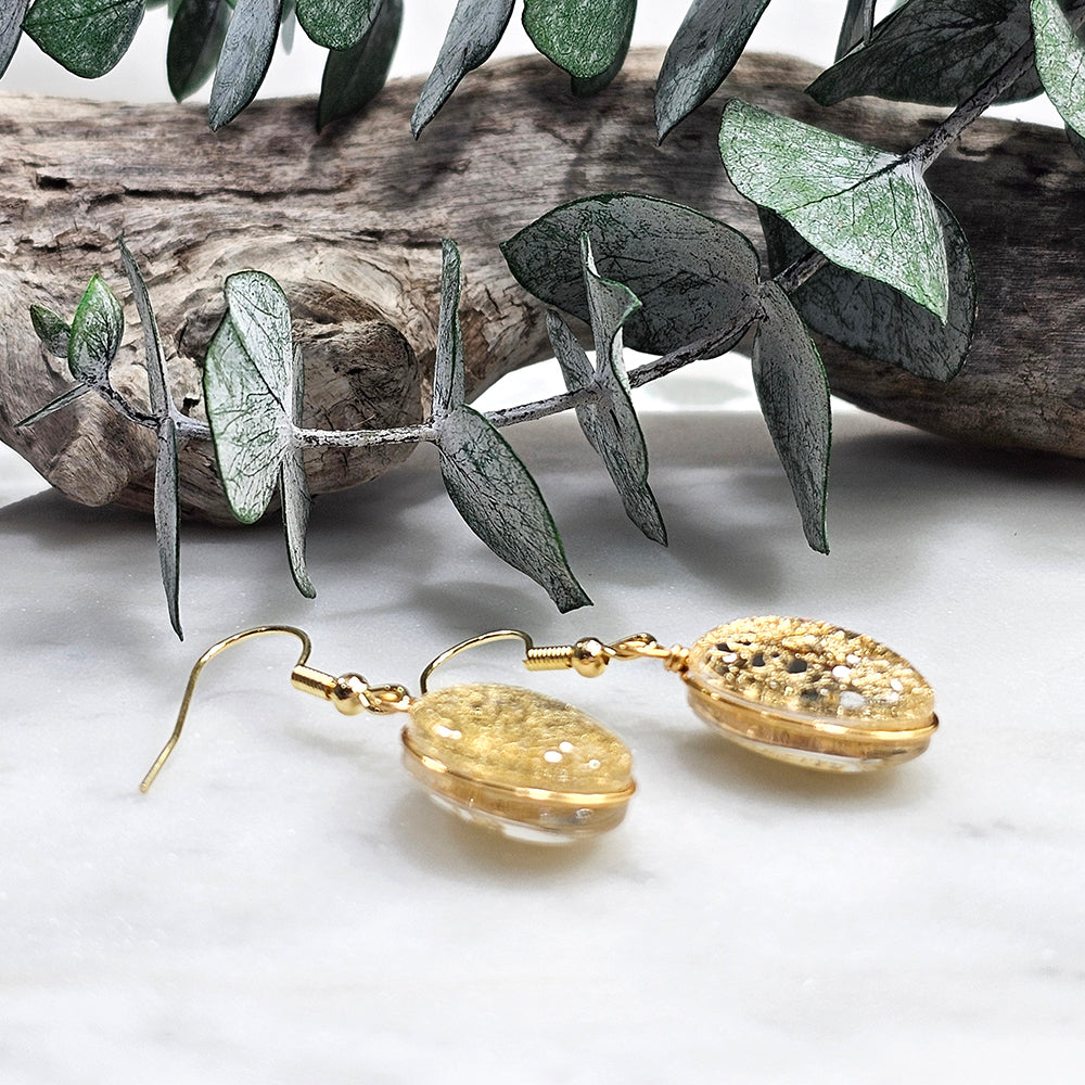 Glass Bubble Earrings- Gold Flake