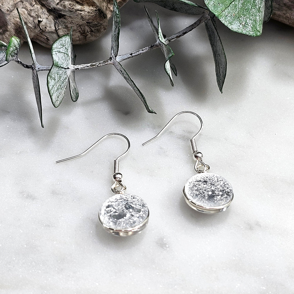 Glass Bubble Earrings- Silver Flake