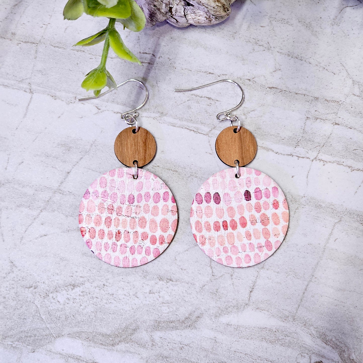 Leather/Wood/Metal Handcrafted Earrings-LWM-61