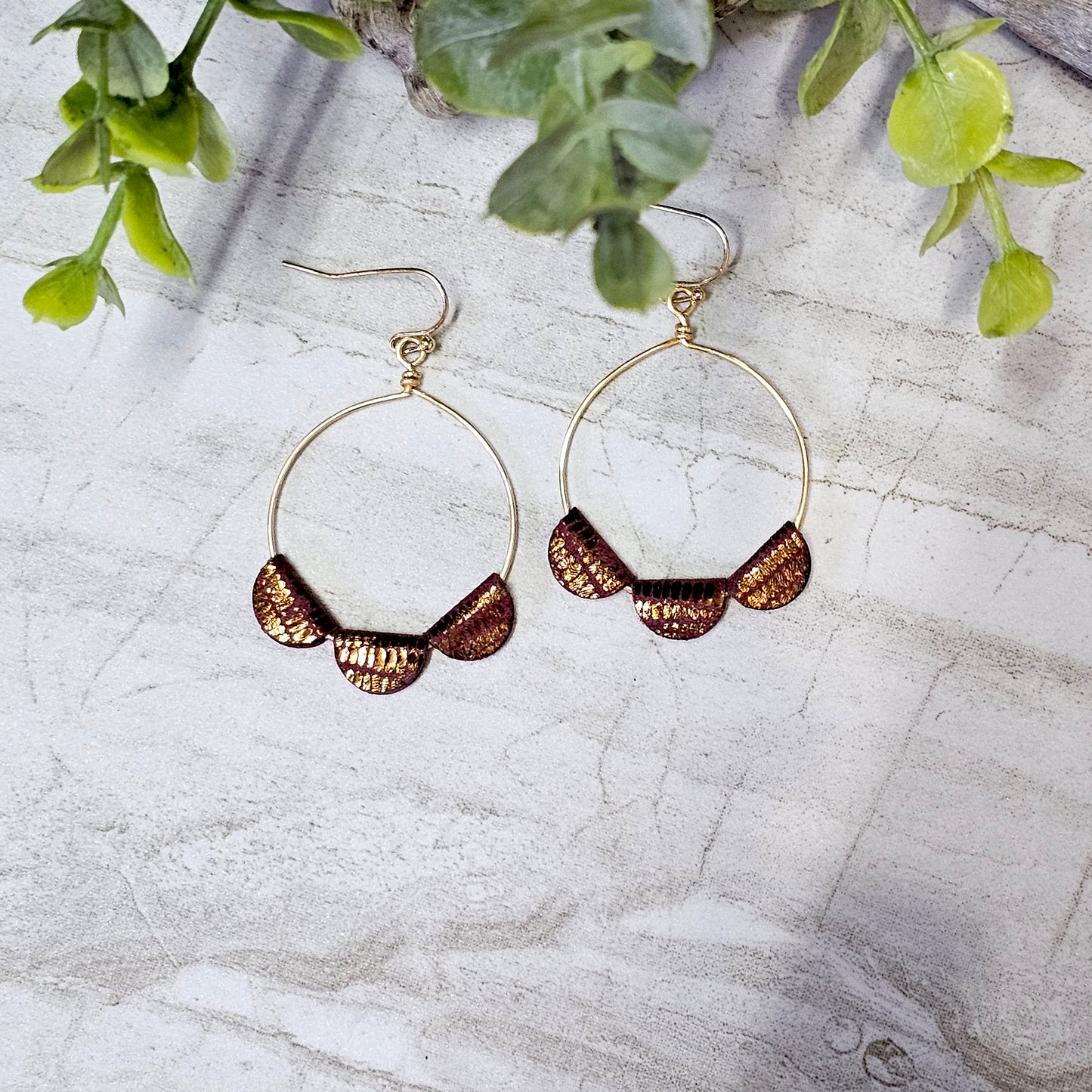 Leather/Wood/Metal Handcrafted Earrings-LWM-67 (Copy)